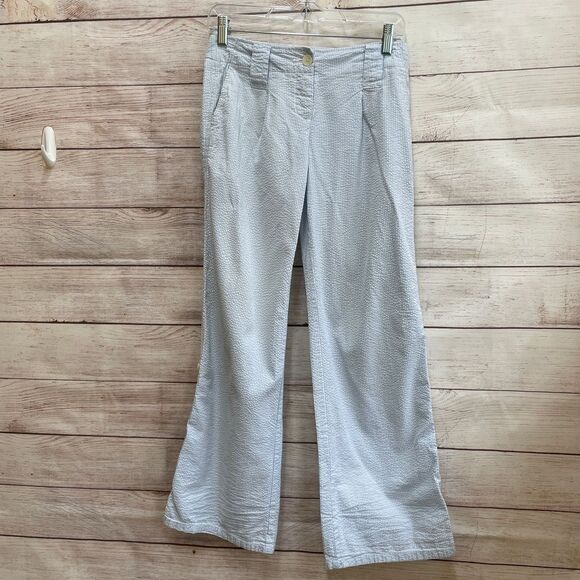 VINTAGE TOMMY HILFIGER SEERSUCKER CONVERTIBLE PANTS IN BLUE AND WHITE STRIPES - Picture 2 of 10